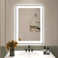 thumbnail image 3 of 20x 28 Inch Rectangle LED lights Bathroom Mirror for Wall, Black Aluminum Framed Anti-Fog Vanity Mirror with Lights , Memory Function, Dimmable Lighted with 3 color  (Horizontal/Vertical), 3 of 16