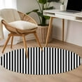 thumbnail image 5 of Black White Stripe 3ft Area Rug, Modern Minimalist Geometric Striped Washable Non-Slip Small Round Rugs for Entryway Bedroom Kitchen, Soft Circle Carpet for Dining Room, Playroom Nursery Rug, 5 of 9
