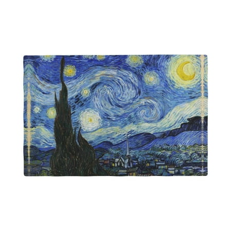 

Table Placemats Set of 4 - The Starry Night 12x18 In Faux Linen Double Heat Resistant Place Mats Cloth Indoor/Outdoor Placemats Washable Table Mats for Dining Kitchen Party