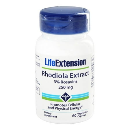 Life Extension - Rhodiola Extract 3% Rosavins 250 mg. - 60 Vegetarian (Best Time Of Day To Take Rhodiola)