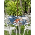 thumbnail image 3 of Outdoor Tablecloths with Umbrella Hole & Zipper, Blue Coastal Round Tablecloths 60 Inch, Summer Beach Starfish Weeping Eucalyptus Wooden Waterproof Table Cloth, Patio/Pool/Picnic Table Covers, 3 of 8