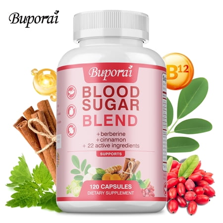 Blood Sugar Blend Capsules - with Berberine, Cinnamon - Promotes Healthy Blood Circulation, Healthy Glucose Levels, and Metabolism Support - 120 Capsules