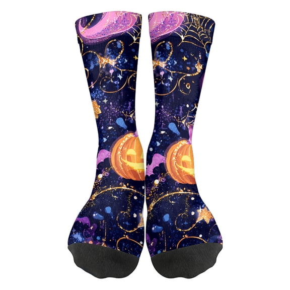 IYYVV Halloween Crew Socks For Men Women Gothic Pumpkin Printed Novelty Crazy Stretch Crew Socks Festival Gifts One Size