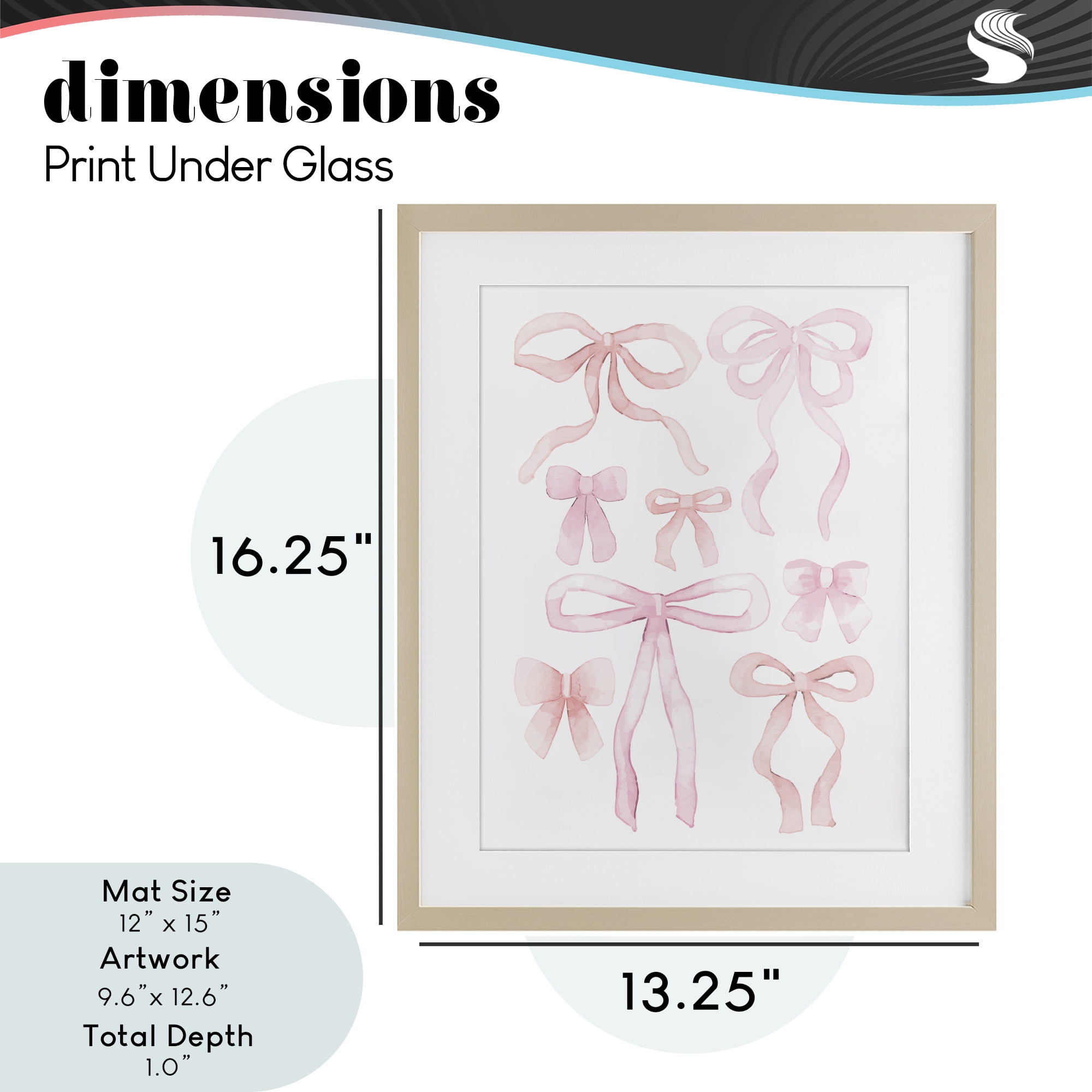 Feminine Chic Bows Birch Framed Print Under Glass, design by Kim Allen