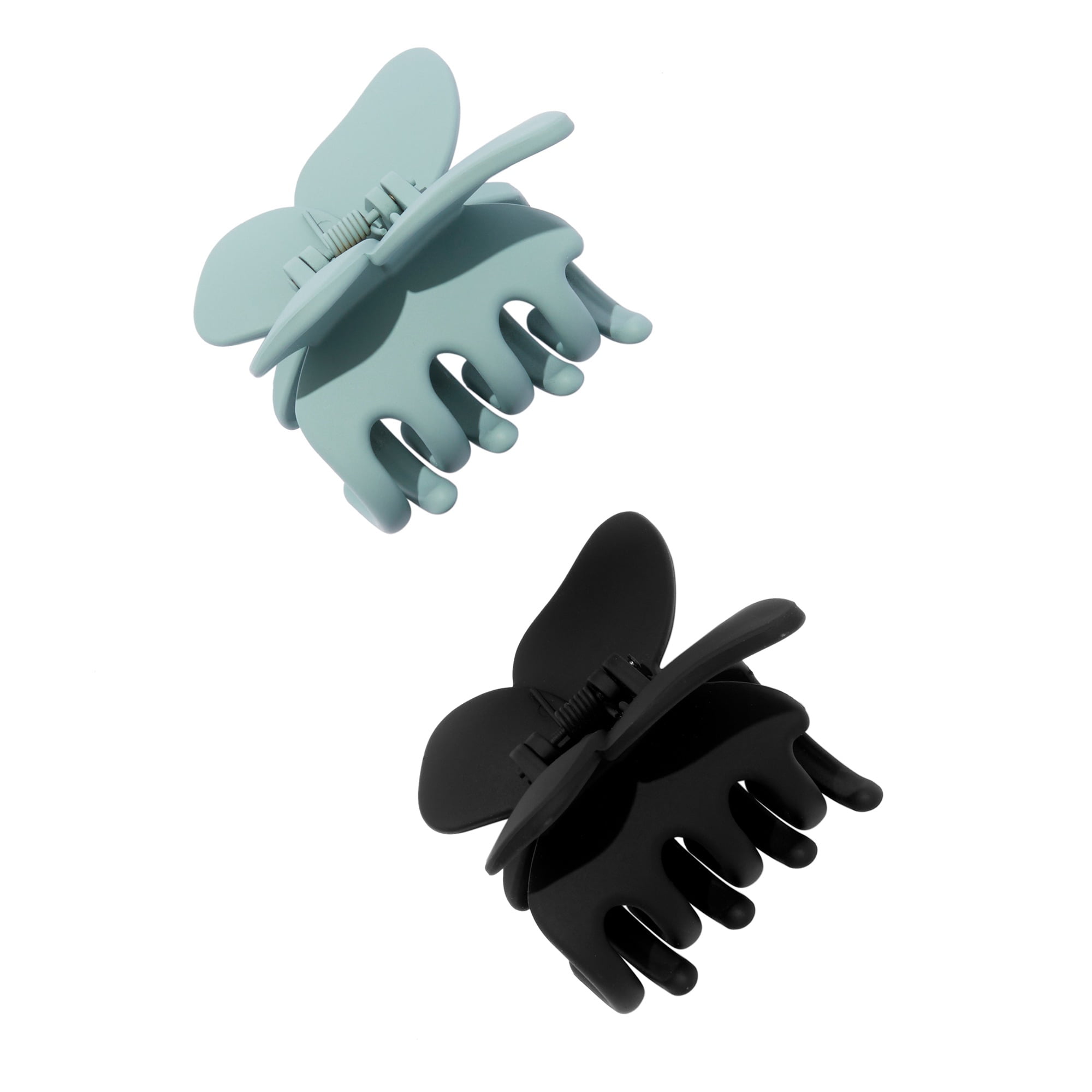 Claire's Tween Girls Classic Butterfly Medium Hair Claw Clips, Blue and Black, 2-Pack