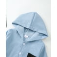 thumbnail image 4 of KIMI BEAT Infant Baby Boys Outfits 18-24 Months Kid Clothing Winter Long Sleeves Patchwork Color Block Hooded Shirt Top Ripped Jeans Denim Pants Sets 2pcs Outwear Blue, 4 of 8