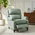 thumbnail image 3 of Mid Century Genuine Leather Pushback Recliner Chair with Nailhead Trim Sage, 3 of 8