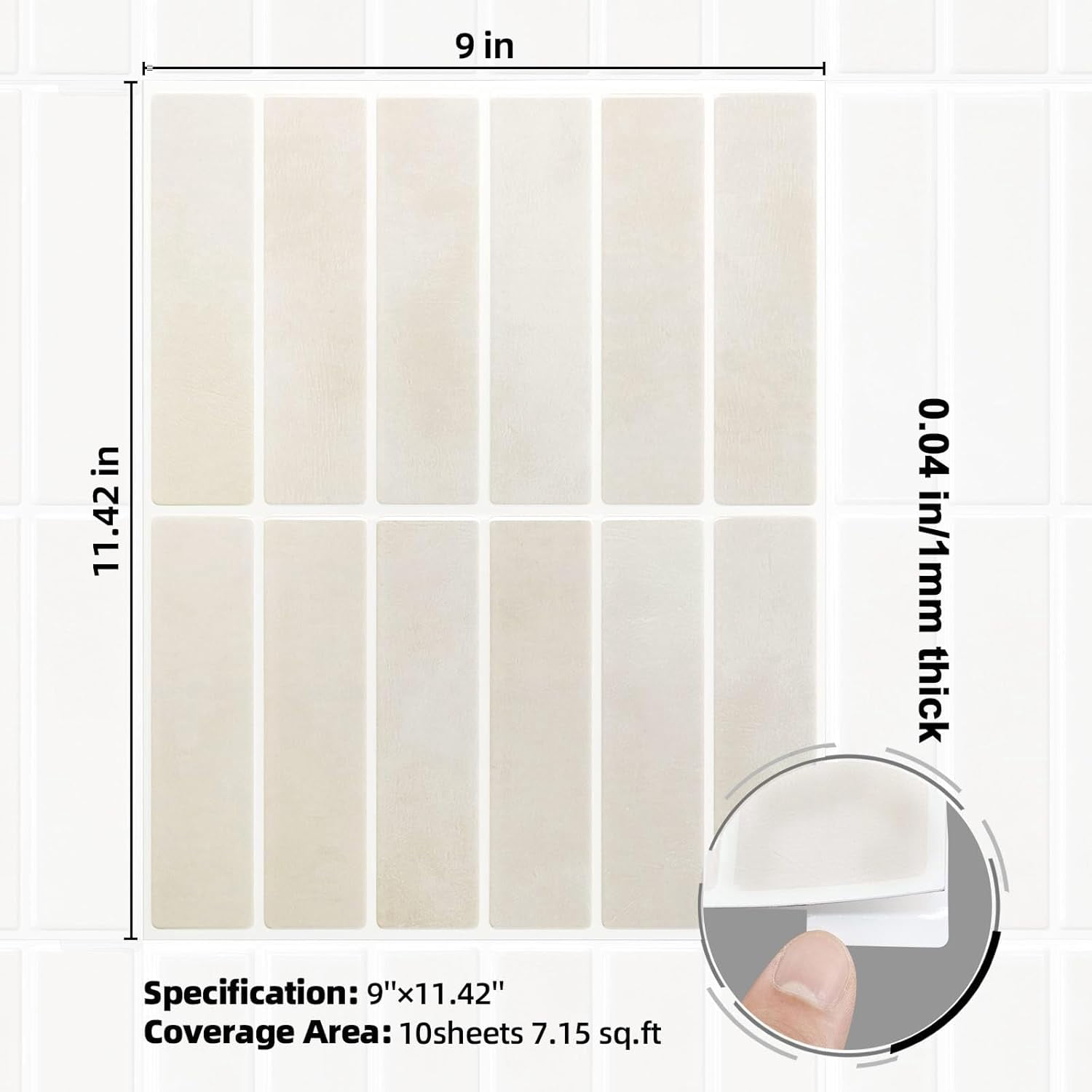 BEAUTYPEAK 11.4"x9" Peel and Stick Backsplash 10 Pack 3D Wall Tile for Kitchen, Bathroom, Beige