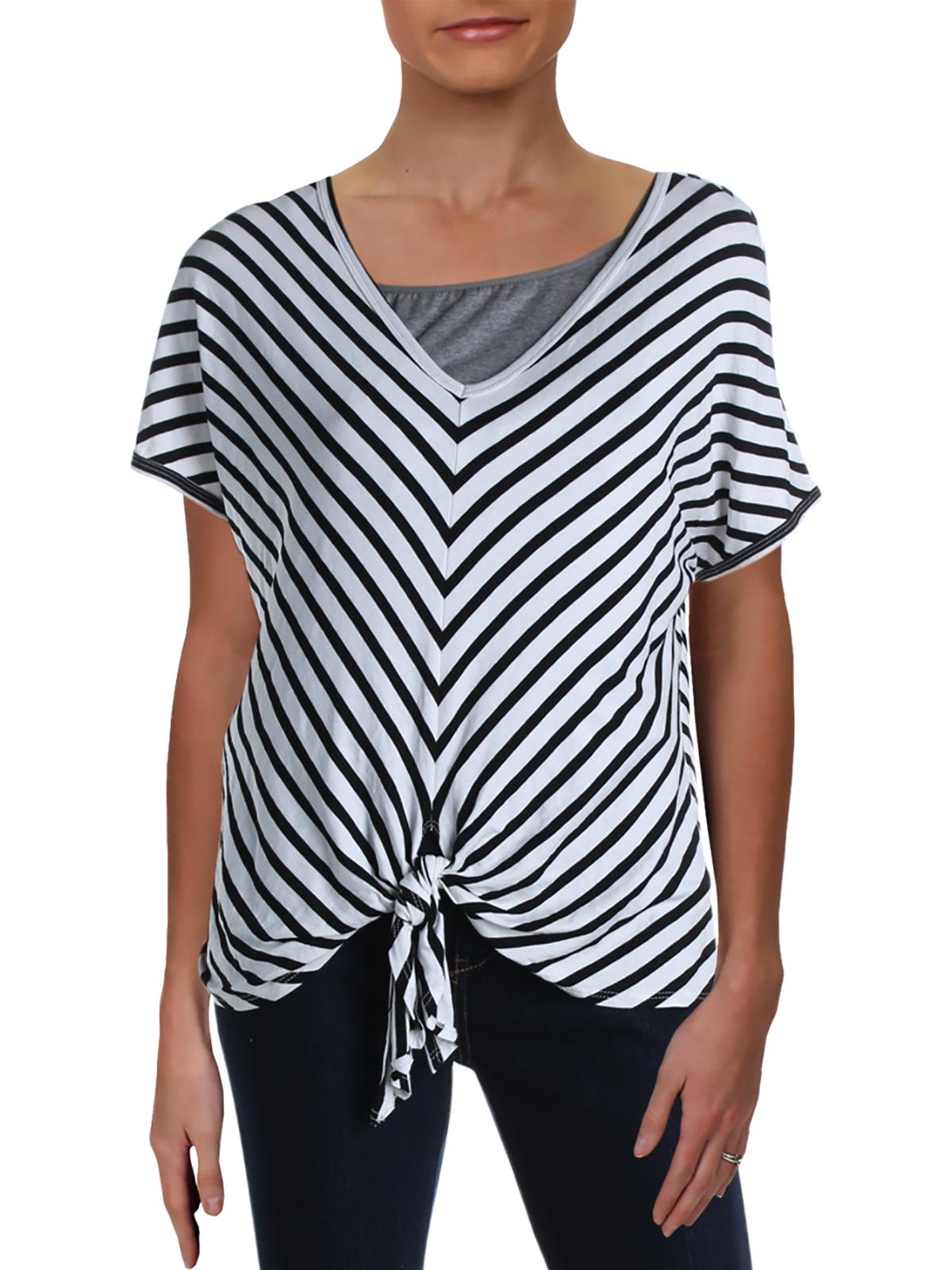 Karen Kane Womens Striped Tie-Front T 