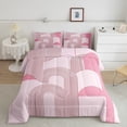 thumbnail image 2 of Manfei Geometric Lines Print Bedding Comforter Set,Retro Stripes Pattern Twin Comforter Sets,Girls Pink Circle Bedding Set For Teens,Breathable Home Decor Reversible,2 Pieces, 2 of 8