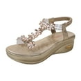thumbnail image 5 of Womens Orthopedic Platform Wedge Sandals Flower Rhinestones Dressy Walking Sandals for Bride Wedding, 5 of 7