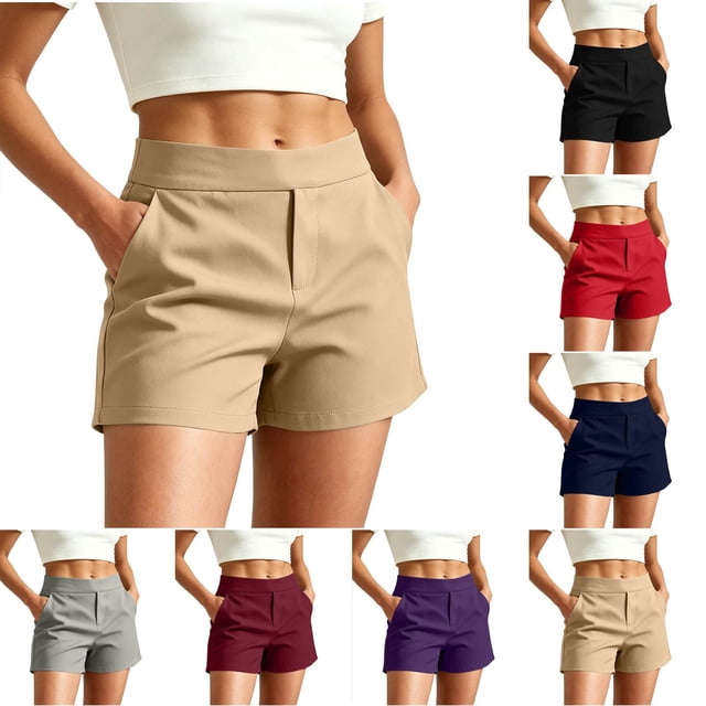 YanHoo Shorts de Golf pour Femmes Taille Haute Extensibles Shorts Courts Décontractés de Travail Plein Air Randonnée avec Poches