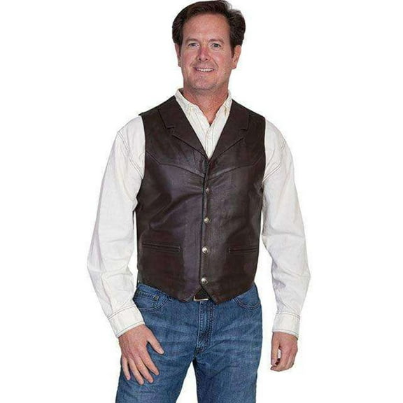 Scully 509-143-3X-B Mens Leather Wear Lamb Lapel Vest, Brown Soft Touch Lamb - 3X-B
