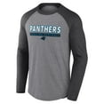 thumbnail image 2 of Men's Fanatics Heather Gray/Charcoal Carolina Panthers Tri-Blend Raglan Long Sleeve T-Shirt, 2 of 3