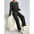 thumbnail image 6 of Womens Lounge Sets 2 Piece Matching Pajamas Fall Fashion Ribbed Knit Outfits Long Sleeve Casual Sweatsuits Black M, 6 of 9