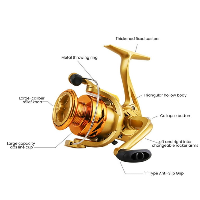 Metal Fishing Spin Reel With Folding Rocker Arm Large Capacity