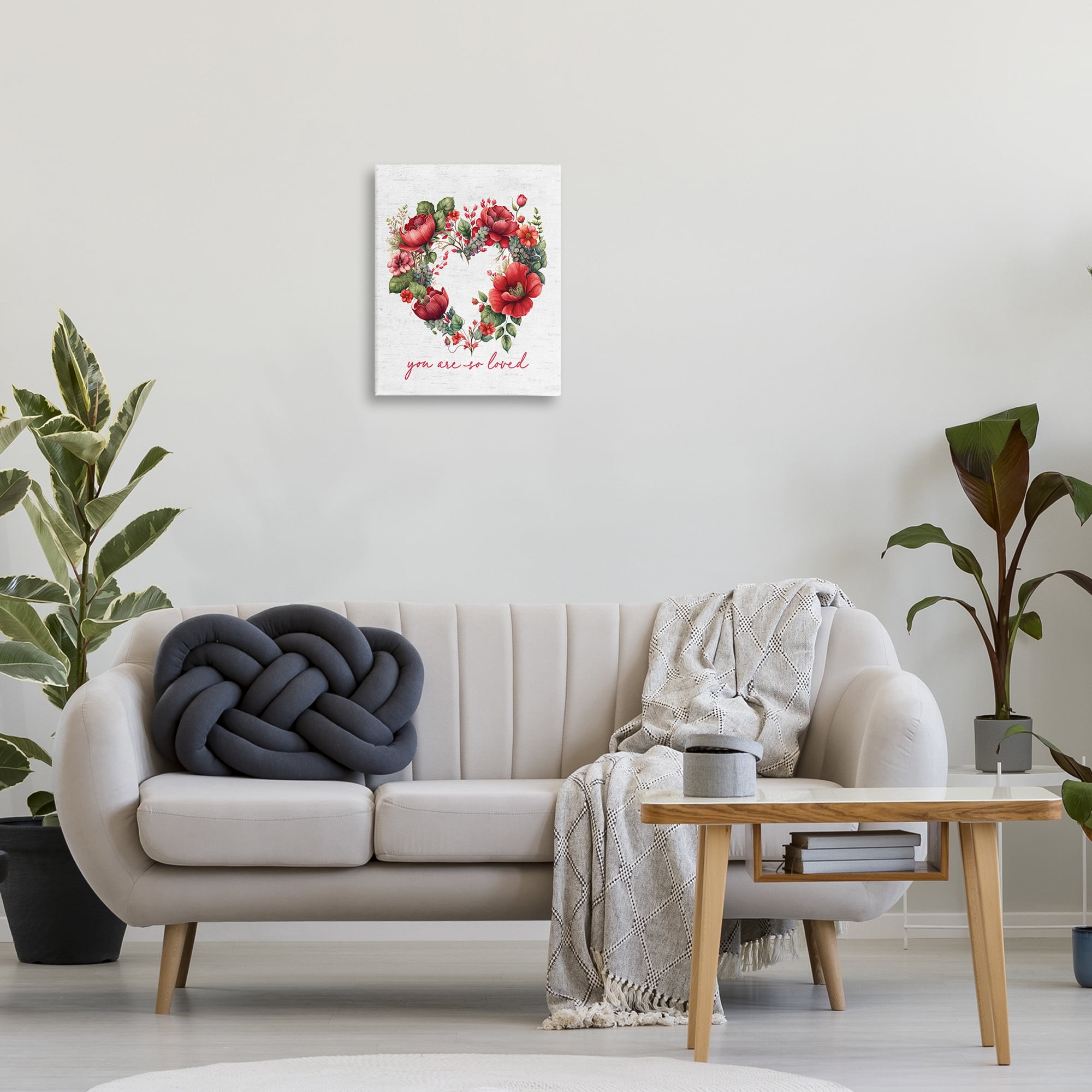 Stupell Industries Loved Heart Wreath Botanical & Floral Painting Gallery Wrapped Canvas Art Print Wall Art, 16 x 20