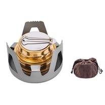 Portable Camping Stove Alcohol Cooking Burner, Windproof Sturdy Durable Small Single Ethanol Burner Stainless Steel, for Emergency, Outdoor, Hiking, Picnic(Silver)