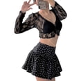 thumbnail image 5 of Cenuakty Sweet Sexy Girl Floral Lace See Through Cardigan Shirt Women Long Sleeve V Neck Slim Crop Top Beach Club Single Breasted Blouse, 5 of 9