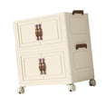 thumbnail image 1 of Gabinete de almacenamiento plegable Cajas de almacenamiento plegables Ligero Moderno con ruedas Contenedores de almacenamiento para sala de estar Casa Beige 2 Capas 65 cm, 1 of 10