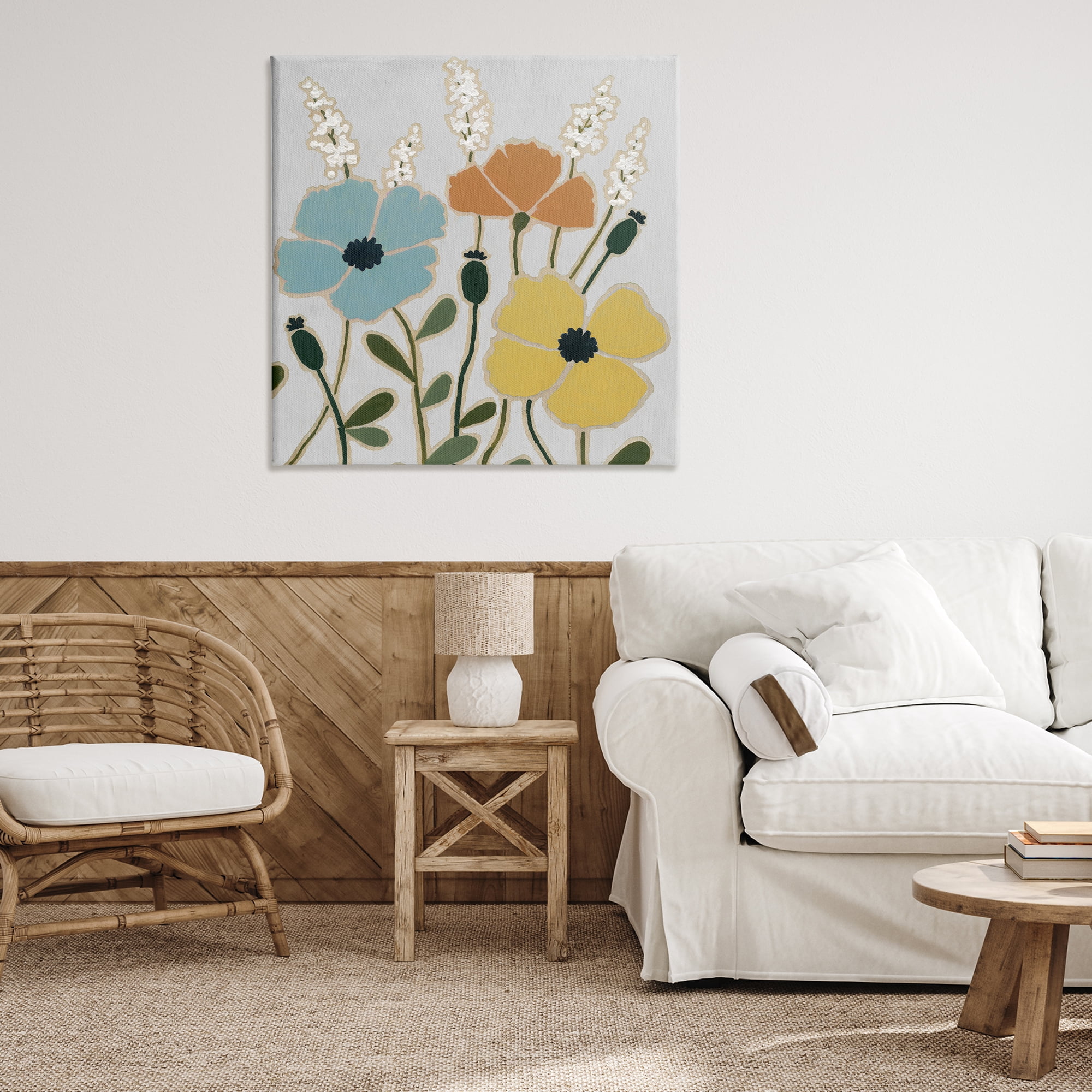 Stupell Industries Modern Primaries Blooms Plants & Flowers Painting Wrapped Canvas Art Print Wall Art, 36 x 36