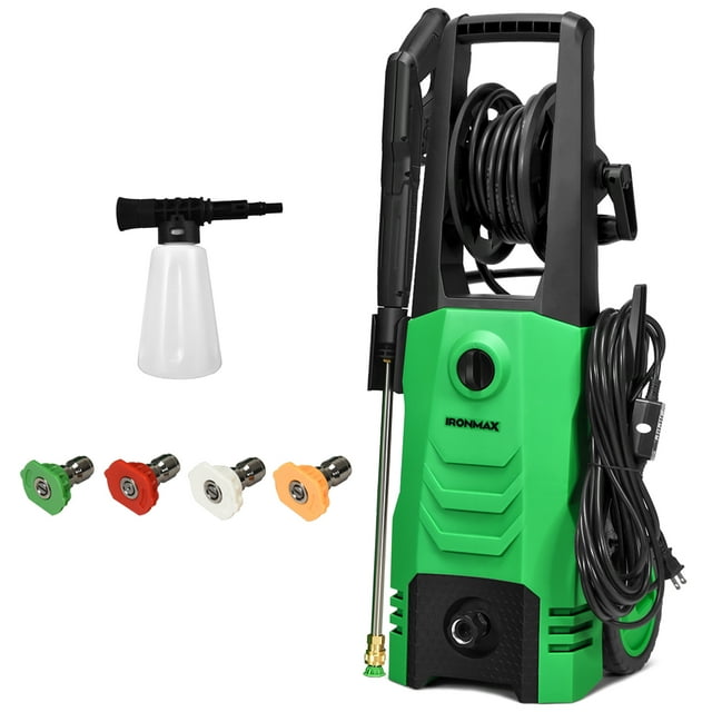 IronMax 3500PSI Nettoyeur Haute Pression Électrique 2.6GPM 1800W avec Roues 4 Buses & Lance Mousse