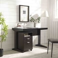thumbnail image 2 of Miekor Furniture Home Office Desk With Modesty Panel And Detached File Cabinet On Locking Wheels With Two Drawers File Drawer Cubby Shelf Metal Bar Handle Red Cocoa Color 90065, 2 of 12