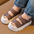 thumbnail image 6 of Unisex Kids Summer Slide Sandals Baby Comfort Anti-Slip Open Toe Adjustable Walking Beach Shower Shoes for Boys Girls Brown 7 M(22), 6 of 9