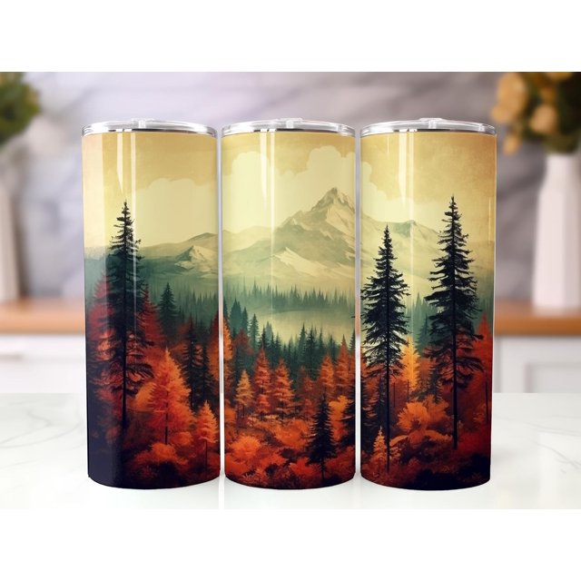 Custom 20oz insulated Tumbler with straw (Mountains)