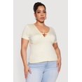thumbnail image 2 of Women's Plus Size Metallic Detail Keyhole Top, 2 of 4