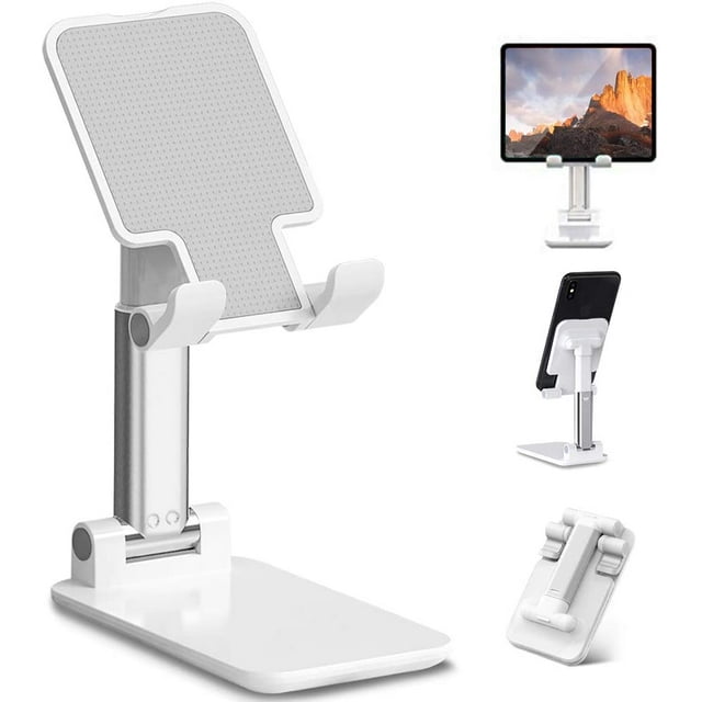 Cell Phone Stand For Desk: Angle & Height Adjustable Cell Phone Stand: Foldable Cell Phone Holder, Cradle, Dock, Tablet Stand, Compatible With Iphone 12 11 Pro Max Xs Xr /Ipad/Kindle/Android