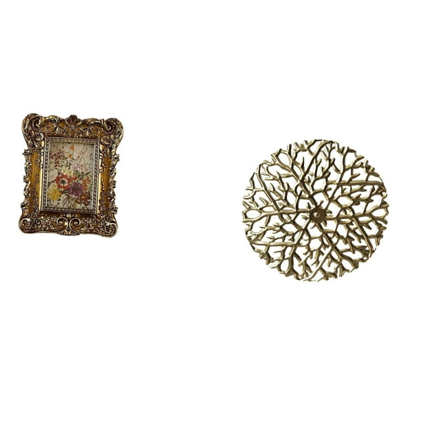 Marco De Fotos De Metal Floral, Escultura Antigua, Soporte Para Cuadros, Placa De Arte De Pared De Hierro Forjado Rústico, Colgante De Mesa 3D Para Oficina, Dormitorio, Hogar, Sala De Estar,