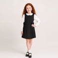 thumbnail image 4 of LittleSpring Black Dress for Girls Size 6 Kids Pleated Dress with Bows School Uniforms Jumper Dress Back Zipper Crewneck, 4 of 6