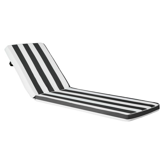 VEVOR Chaise Lounge Cushion, 74 x 22 x 3 in, Set of 2 Outdoor Lounge Chair Cushions, Waterproof & Fade-Resistant Sun Lounger Cushions with Ties, Patio Lounger Pads for Pool Deck,Black & White Stripes