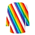 thumbnail image 6 of Miluxas Women's Rainbow Striped T Shirts 3/4 Sleeve Sleeve Round Neck Loose Fit Casual Tee Shirt Top White, 6 of 6