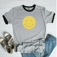 thumbnail image 2 of SMILEY FACE Graphic Ringer Tee, 2 of 3