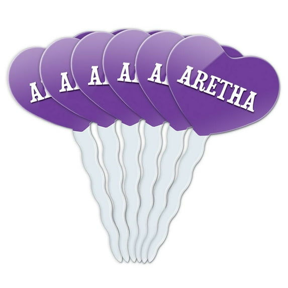 Aretha Heart Love Cupcake Picks Toppers - Set of 6