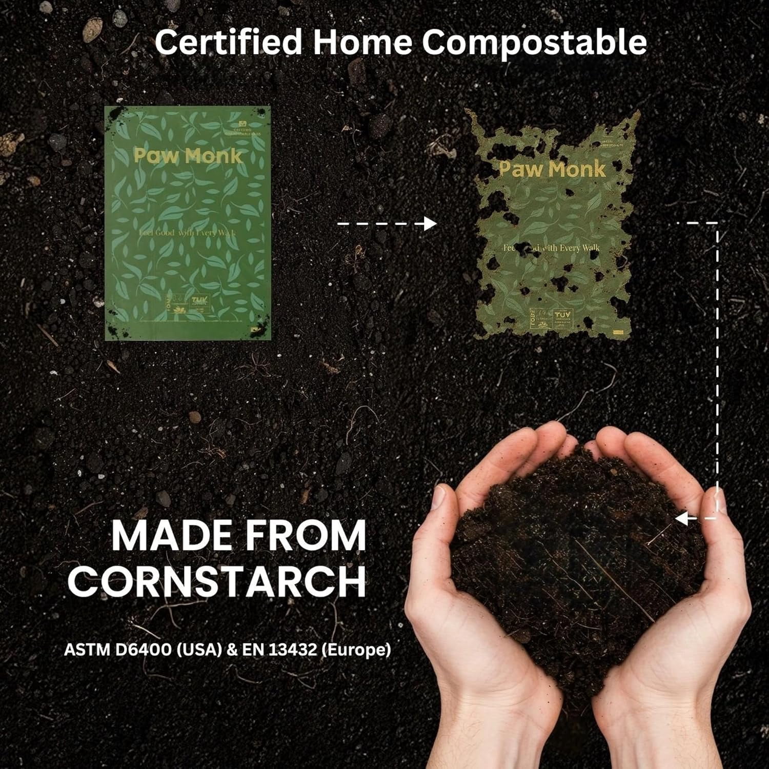 Certified Home Compostable Dog Poop Bags Rolls Refill-120 Bags, Extra Thick 20 Micron, Leakproof & Easy Open doggy poop bags, Unscented