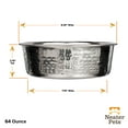 thumbnail image 5 of Hammered Stainless Steel Pet Bowl - Decorative & Stylish Dog Food or Water Bowl, 64 oz., 5 of 9