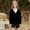 thumbnail image 6 of Girls Lightweight Cardigan Sweater Size 7 Basic Open Front V Neck Cardigans School Uniform Kids Casual Cute Outwear Black, 5-6 Y, 6 of 6
