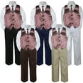 thumbnail image 1 of 4pc Boy Suit Set Brown Chocolate Necktie Vest Baby Toddler Kid Formal Pants S-7, 1 of 2