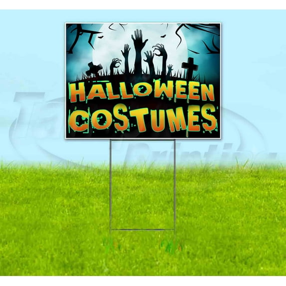 Halloween Costumes V7 Graveyard (18" x 24") Yard Sign, Includes Metal Step Stake