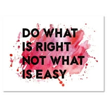 Do What Is Right Not What Is Easy On Red Background 8 in x 12 in Painting Canvas Art Print, by Designart