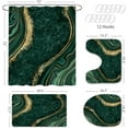 thumbnail image 3 of 4 Pcs Luxury Marble Shower Curtain Set with Non-Slip Rugs, Toilet Lid Cover and Bath Mat, Gold Foil Emerald Green Bathroom Decor Set with Shower Curtain and Rugs and Accessories, 3 of 6
