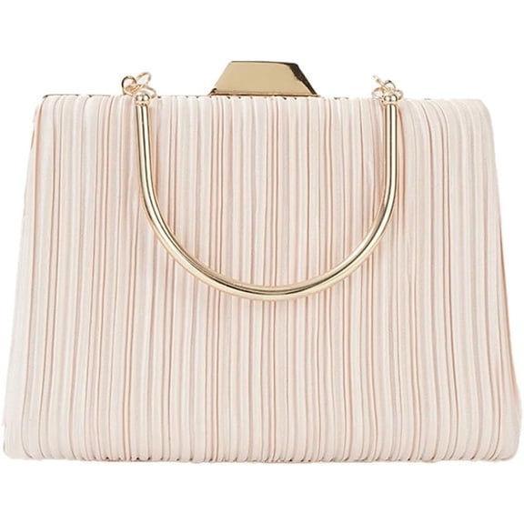 Kukuzhu Satin Evening Bag for Women Sparkly Bridal Purses Classy Pleated Clutch Bag Glitter Evening Handbag