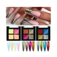 thumbnail image 4 of Barritas de polvos, polvos para manicura, sets de sombras de ojos, polvos sólidos de cuatro colores con 2 uds. de uñas holográficas mágicas, 4 of 8