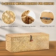 thumbnail image 3 of NOGIS 3 Section Seagrass Baskets with Lid, Rectangular Hand Woven Wicker Bin Storage Box for Shelves Organizing, Rustic Home Storage Organizer Container (Light Orange,12.6 x 4.72 x 4.33 Inches), 3 of 7