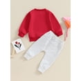 thumbnail image 4 of vera natura Baby Boy Valentine's Day Outfits Letter Print Long Sleeve Sweatshirt and Elastic Pants Clothes, 4 of 9