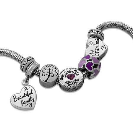 Connections from Hallmark Stainless Steel Limited Edition Grandma Charm Bracelet Set