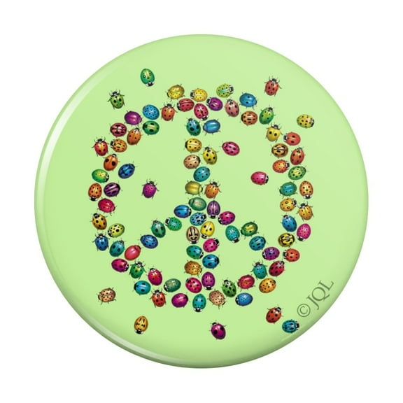 Lady Bug Rainbow Peace Sign Kitchen Refrigerator Locker Button Magnet